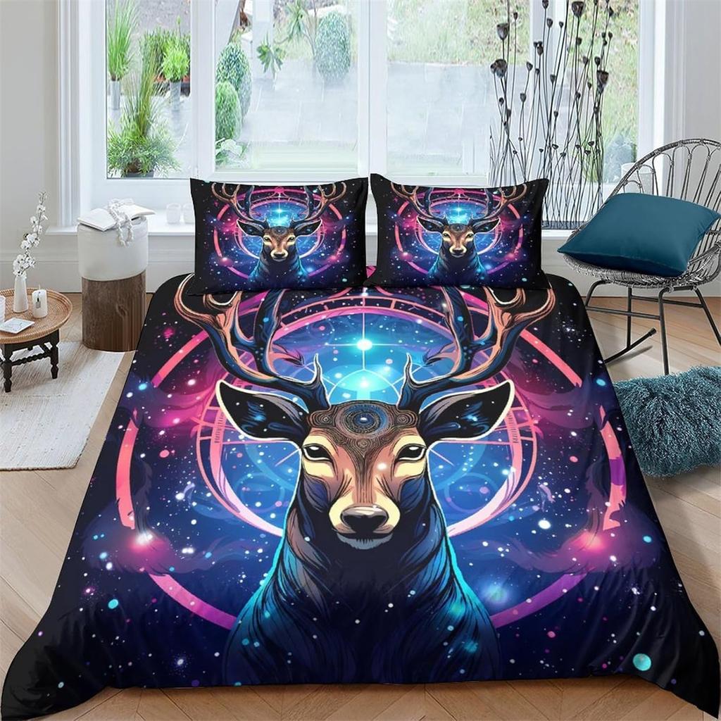 Rustic Deer Duvet Cover For Kids Teens Adults, Woodland Animal Hunting Themed Bedding Set, Quilt Cover Country Bedding Sets