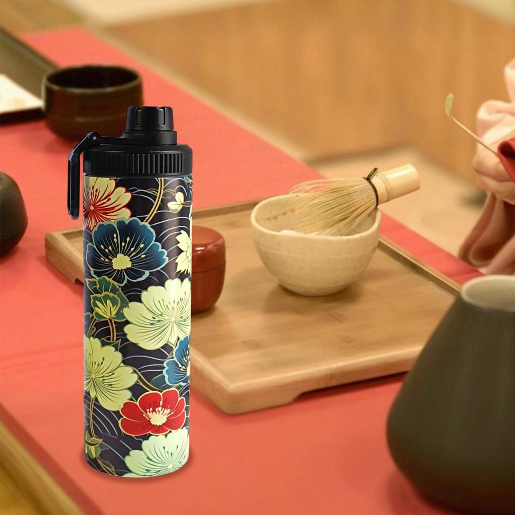 600ml Insulated Tumbler with 3 Leak-Proof Lids & Straws, Traditional Japanese Design, Vacuum Insulated, Keeps Drinks Hot or Cold, Perfect for Gifts,