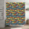 Colorful Floral Printed Shower Curtain Waterproof Fabric 3D Bathroom Decor Modern Home Accessories Blue Orange Red Yellow Green