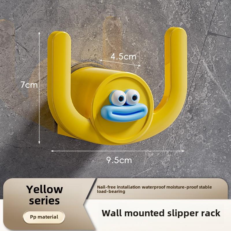 Вешалка для тапочек в виде сосиски в виде рта без перфорации, простая вешалка для тапочек в ванной, настенная вешалка для сушки обуви в спальне 1 pack жёлтый