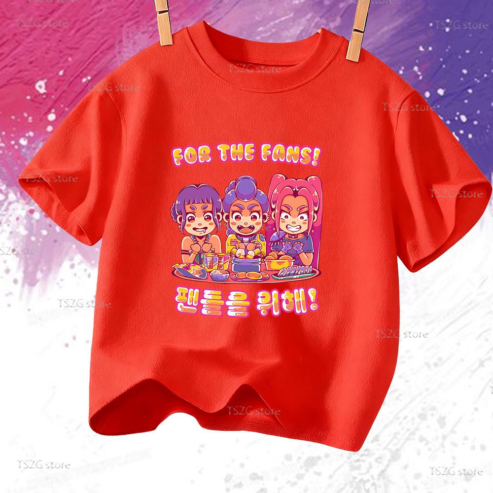 Boys Tee Girl Clothes Movie Cartoon Kid T-shirt KPop Demon Hunters Print Fashion Casual Summer Short Sleeve Tops