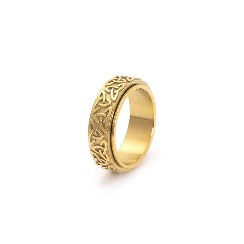 Rotatable Triquetra Knot Titanium Steel Ring Viking Jewelry Norse Symbol Adjustable Band