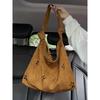 Korean Retro Suede Hollow Underarm Tote Bag - Large Capacity Single Shoulder Bag for Women, 2025 Style