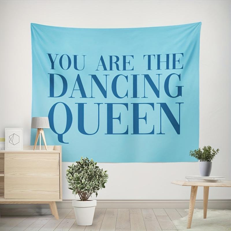 VIKAMA Blue Fun Cute Letter Decorative Tapestry Inspirational Bedroom Dormitory Wall Hanging Background Cloth Youth Room Decor