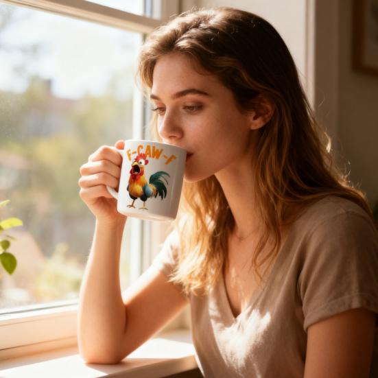 F-Caw-F Keramický hrnek na kávu 400 ml Skrytý vzkaz Šálek na čaj Sarkastický dárek pro milovníky čaje a kávy