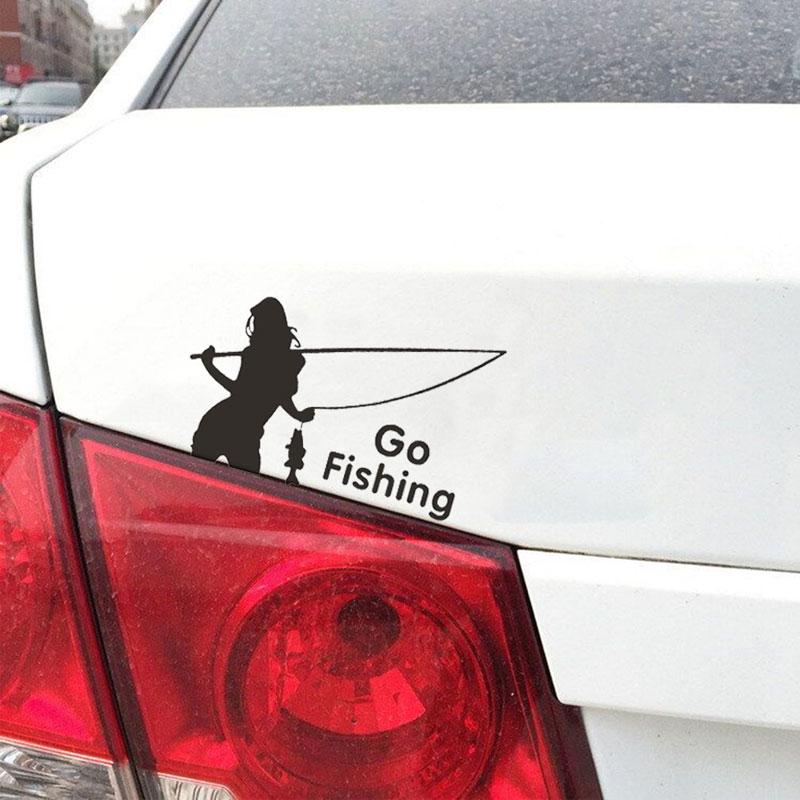 Metvi Sticker Pretty Girl GO FISHING Car Sticker Waterproof Vinyl Stickers Hobbies Auto Products
