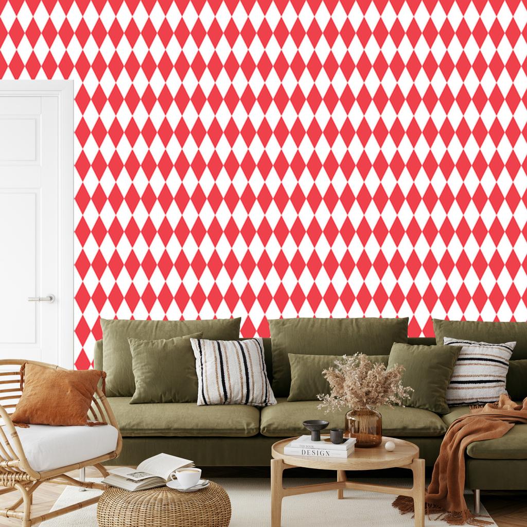 Harlequin Diamonds Wallpaper Coral, Coral Center for Living Room and Bedroom 50x1000