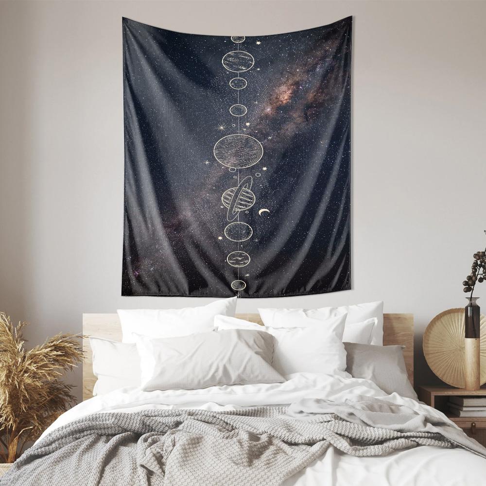 Starry Dream Wall Hanging Cosmic Planet Theme Decorative Hanging Cloth Tapestry