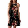 Elegant Women Fashion Splicing Color Print Hanging Neck Hem Mini Dress In Premium Quality Materials