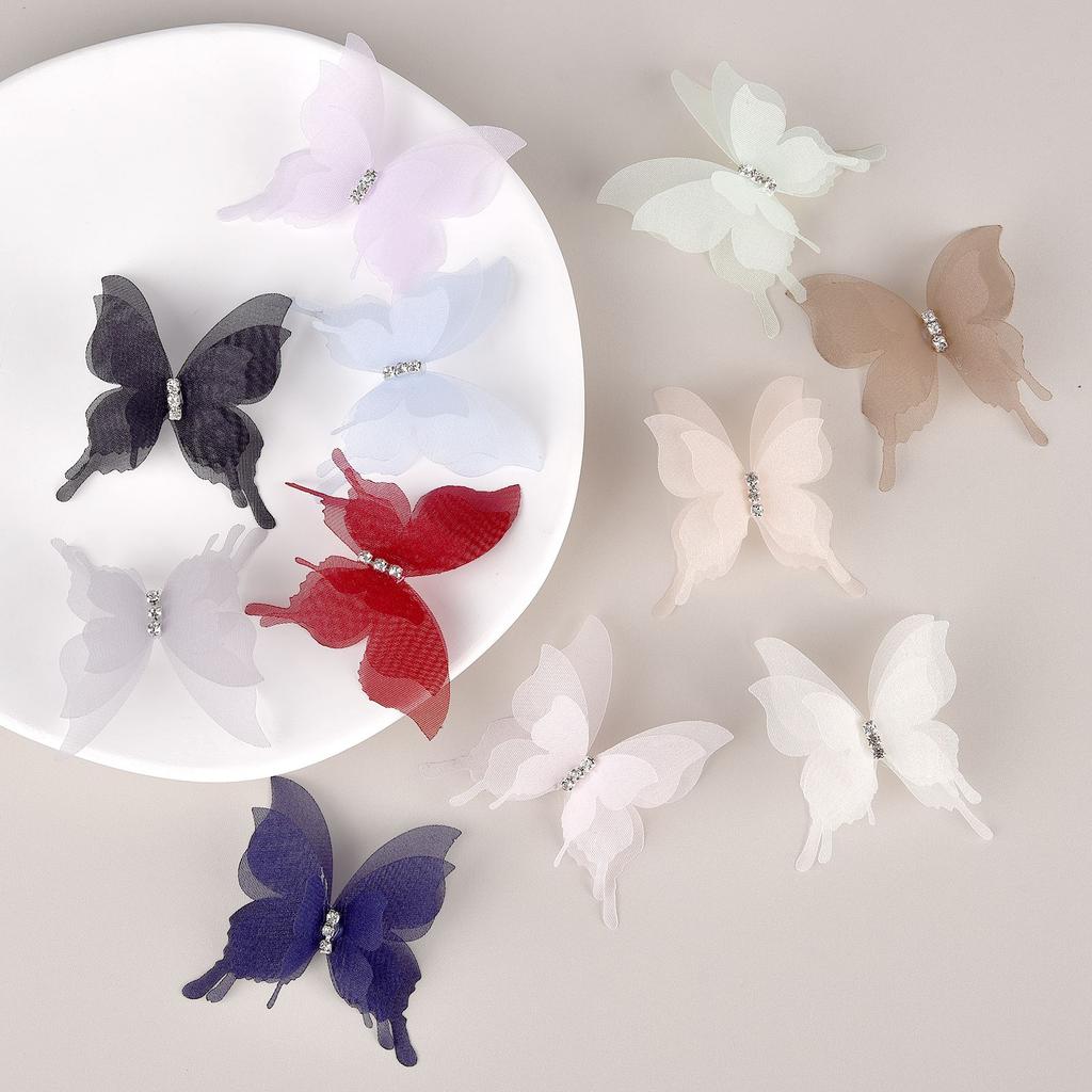 Gradient Color Organza Fabric Butterfly Appliques 10/20pcs Translucent Chiffon Butterfly For DIY Sewing Craft Decoration 5cm
