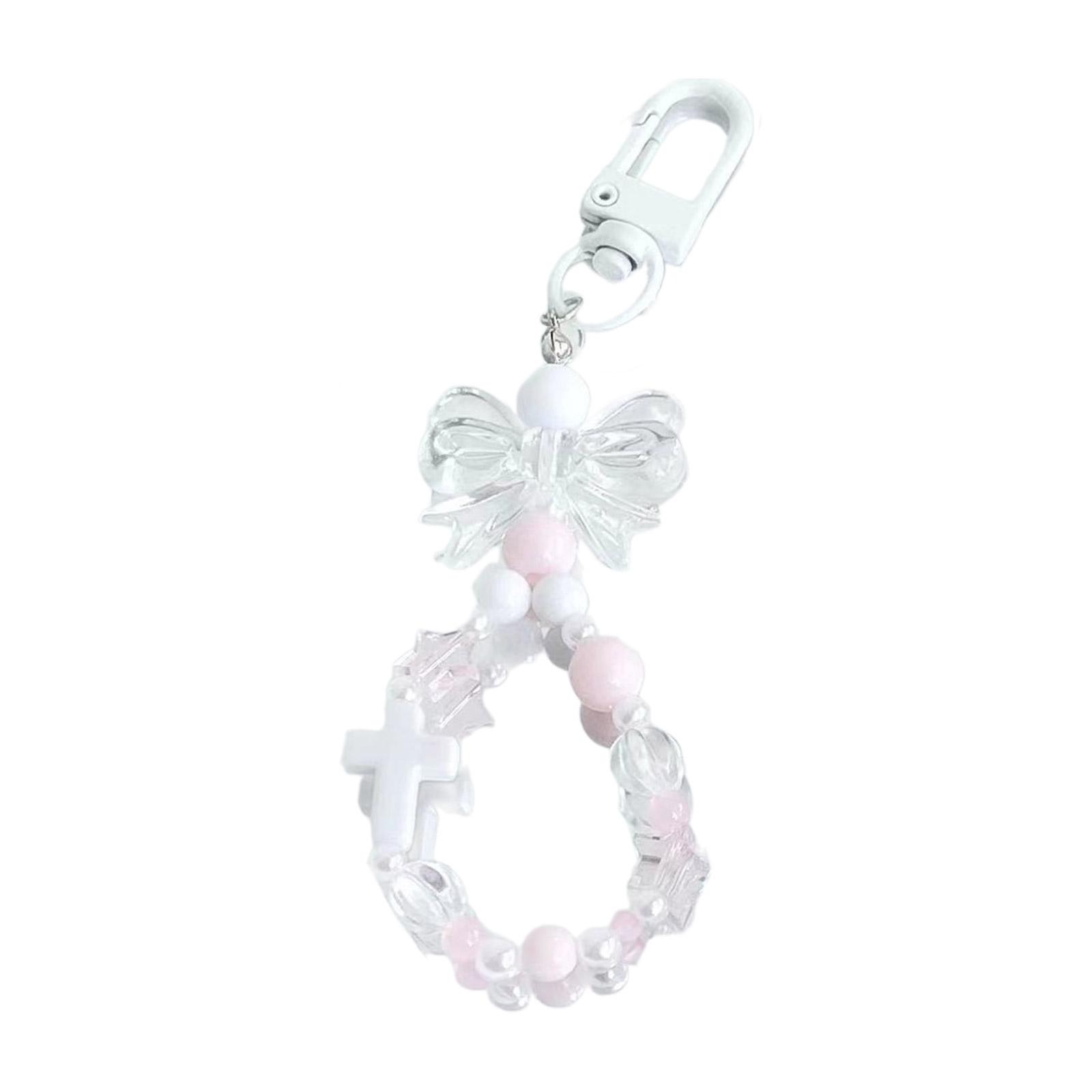 

Милый брелок-подвеска с бантиком и крестом из бусин, прекрасные подвесные украшения, брелок-шарм для кошелька, сумки, рюкзака, сумочки розовый