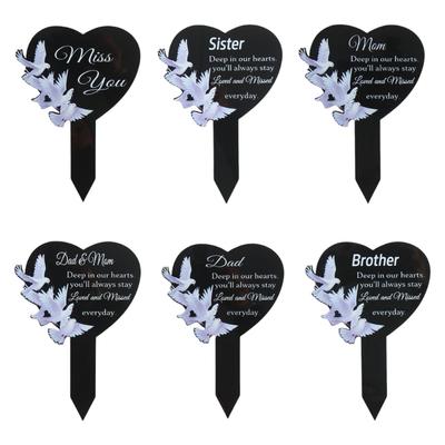 Custom Engraved Heart Shape Memorials Plaque For Outdoor Use Sympathy Keepsakes Dad Mom Grave Marker Acrylic Decoration