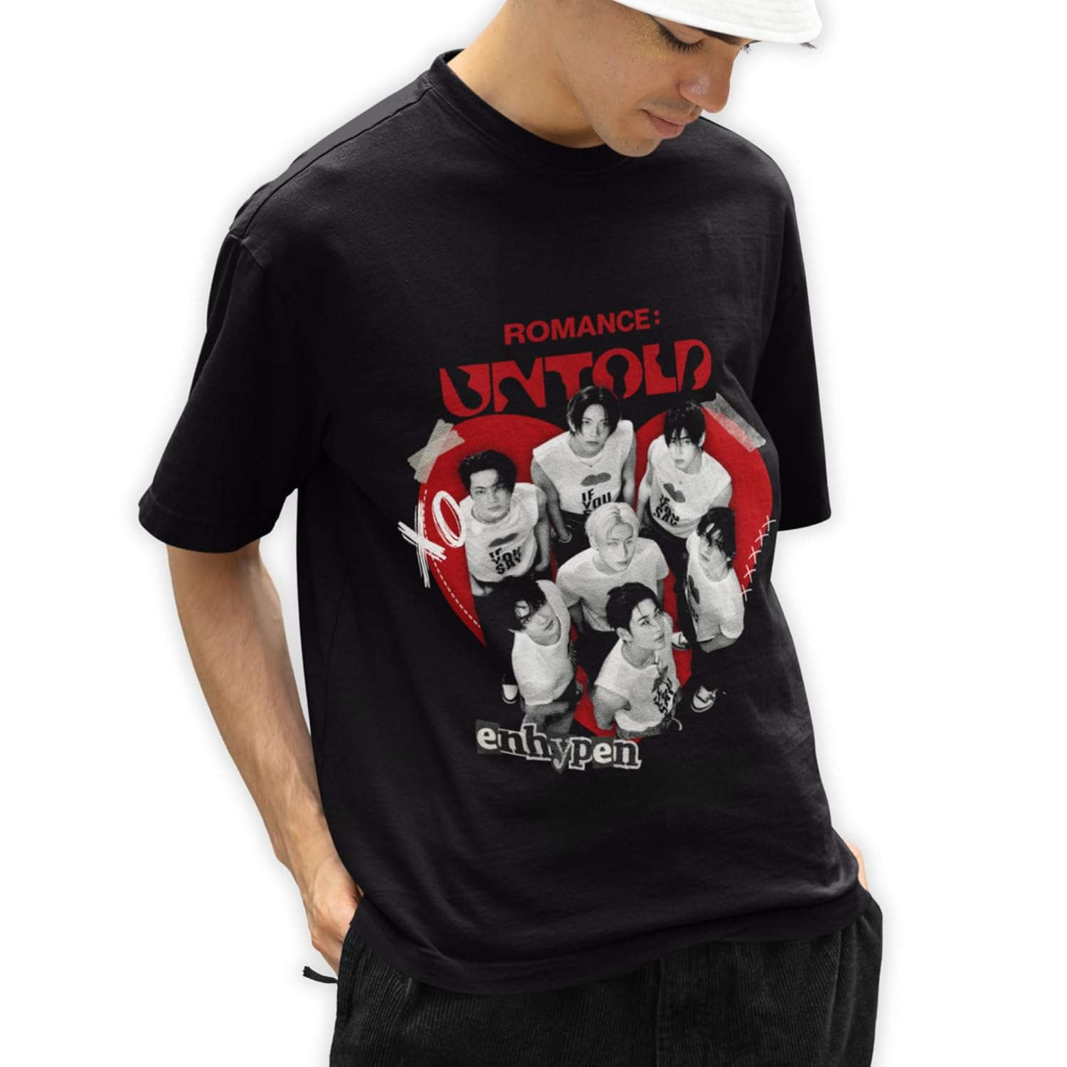 

2026 The k-Fandom Store Enhypen T-Shirt _ K-Pop Inspired Oversized Black T-Shirt Unisex _ Front Print _ Soft, Y2K S