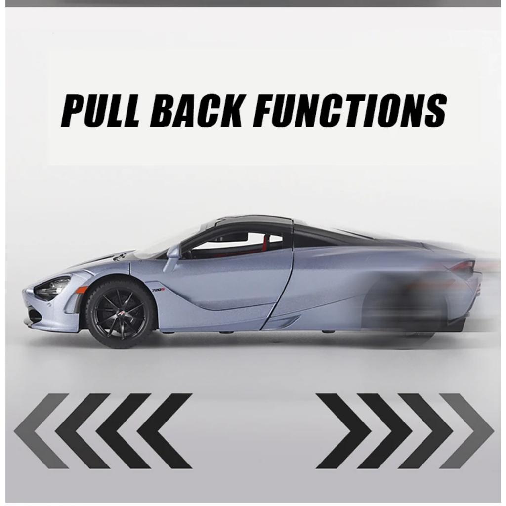 1/24 Scale McLaren 720S Metal Sports Car Alloy Model Car Diecast Vehicle Simulation Sound and Light Toy Ornaments Boys Children's Gift