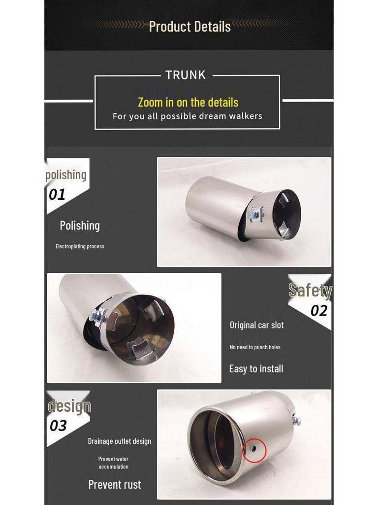Buick Excelle, Nissan Bluebird, Ford Focus Titanium Gold Stainless Steel Exhaust Tailpipe Sleeve