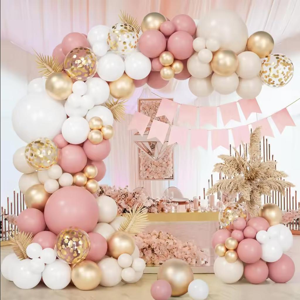Retro Pink Pastel Macaron Balloons Garland Arch Kit Wedding Birthday Party Decoration Rose Gold Ballon Chain