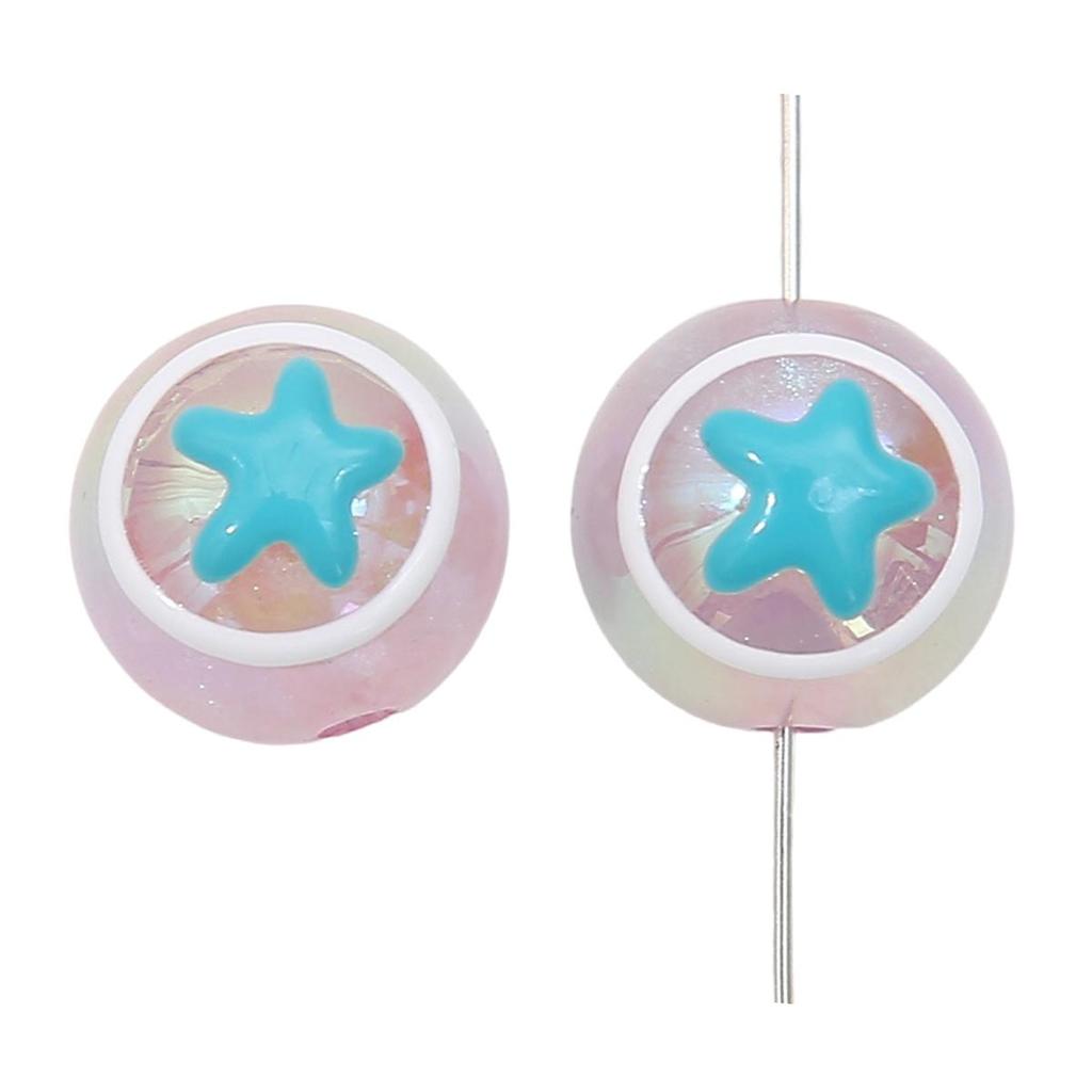 1PC Colorful Acrylic Cartoon Creative Round Beads For Jewelry Making DIY Bracelet Phone Chain