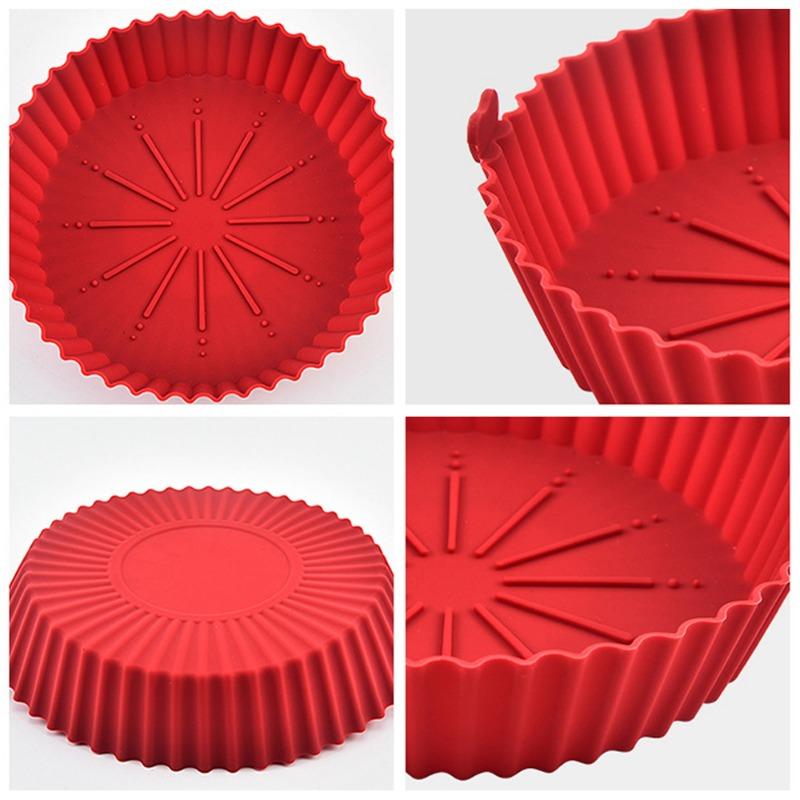 Round Air Fryers Oven Baking Silicone Tray Fried Chicken Basket Mat Air Fryer Silicone Pot Grill Pan Home Kitchen Supplies