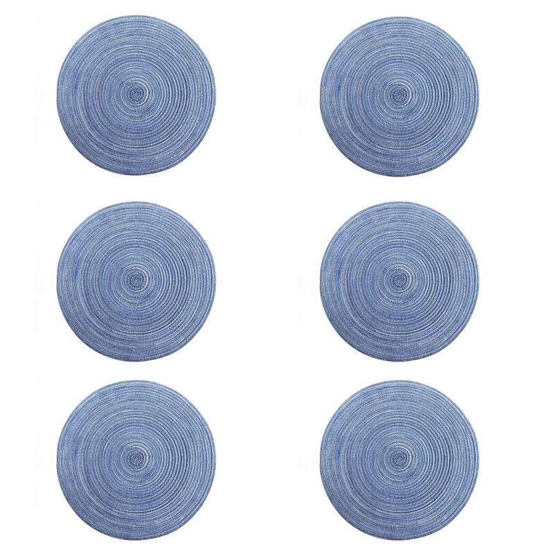 6pcs Round Table Mat Woven Ramie Placemats Anti Slip Dining Table Mats Non-Slip Tableware Bowl Pads Kitchen Drink Cup Coasters