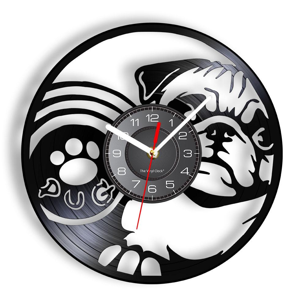 Pug Dog Breed Vinyl Record Wall Clock For Vet Clinic Pet Shop Decor Dutch Bulldog Puppy Carved Music Album Clock Dog Owners Gift