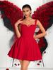 Elegant Red Open-Back Strappy Dress - Yuan Style for Parties & Evening Events