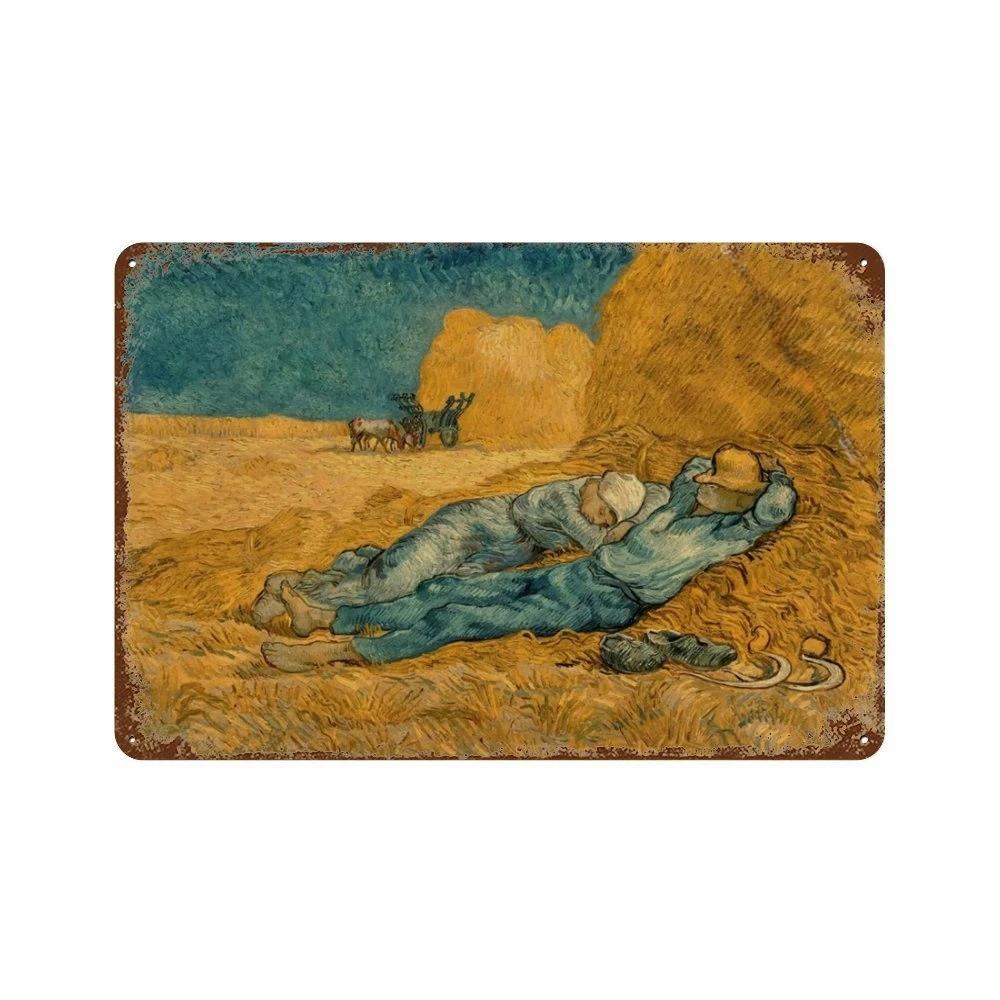 Affiche de Collection de Peintures à l'Huile Célèbres Vintage Décorative Van Gogh Plaque Métallique en Étain Pour Atelier Pièce de Maison Décoration Murale Artistique