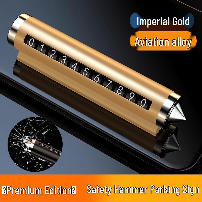Car Safety Hammer with Temporary Parking Phone Number Plate