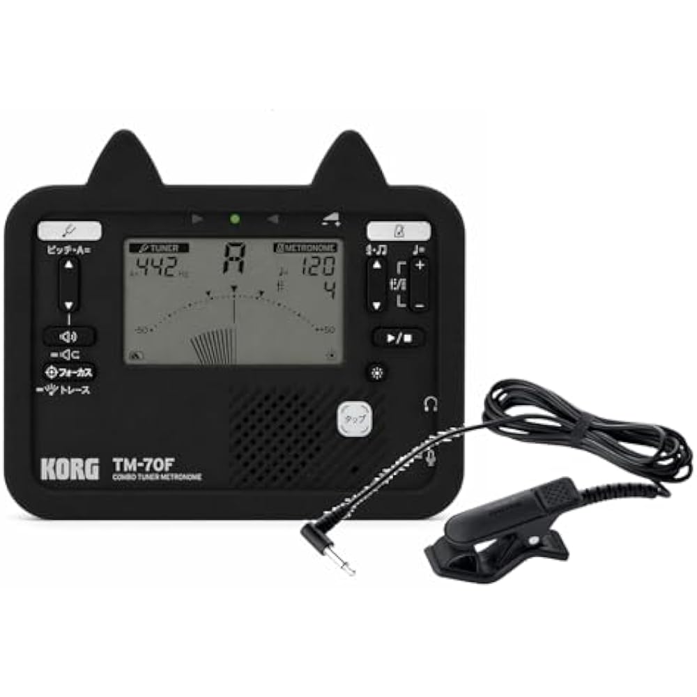 [3-Piece Set] Korg Tuner Metronome TM-70F BK + Tuner Microphone CM-400 BK + Sound Matopet Tuner C...