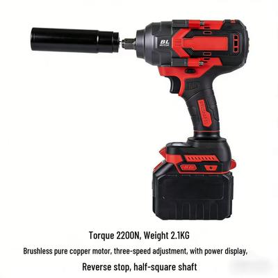 2200N High Torque Brushless Lithium Impact Wrench, Rechargeable for Auto and Carpentry Repairs