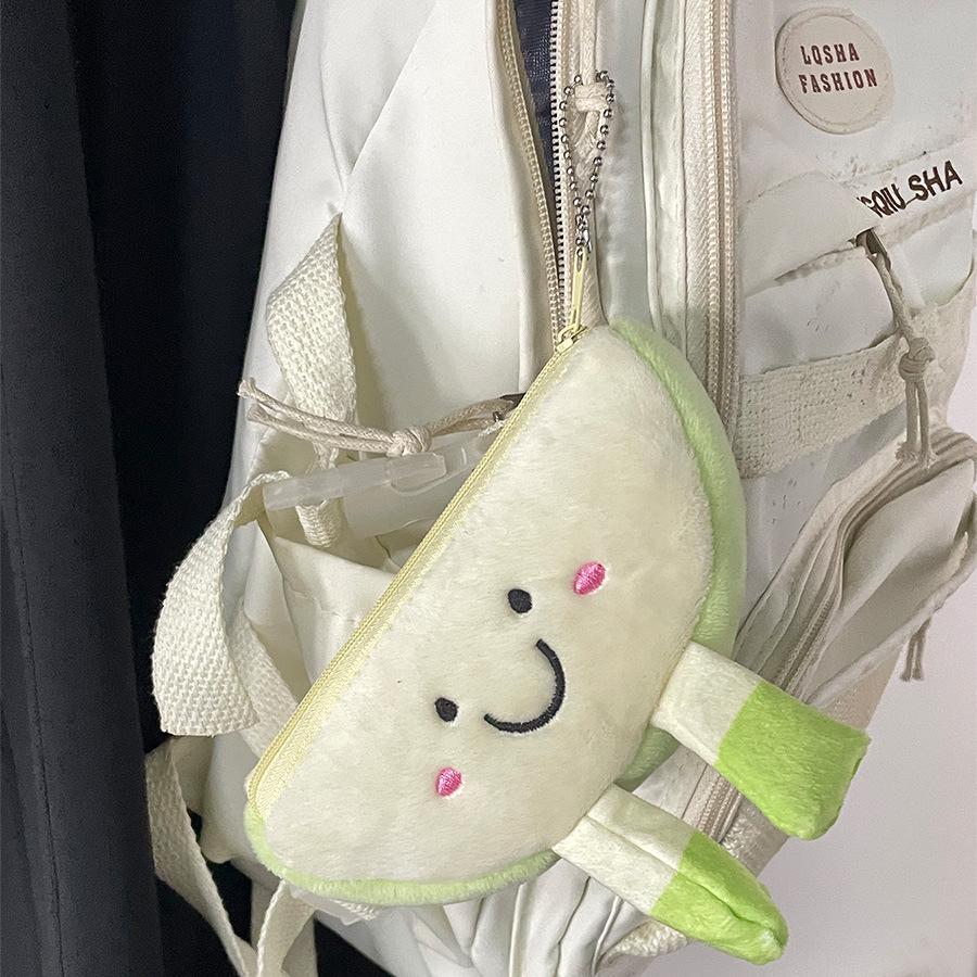 Korean Style Plush Coin Purse & Keychain - Breakfast Food Design, Large Capacity Pencil Case, Portable Storage Bag