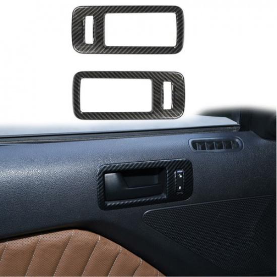 

2pcs Interior Door Handle Frame Trim Cover For Ford Mustang 2004-14 Carbon Fiber