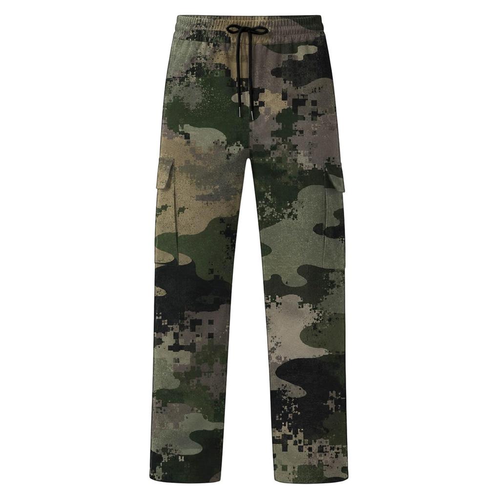 Pantalon de survêtement décontracté camouflage à jambe droite pour homme