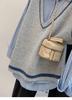 Gray V-neck Korean Style Knit Vest: Women's Sleeveless Sweater for Spring, Autumn, and Winter Layering.