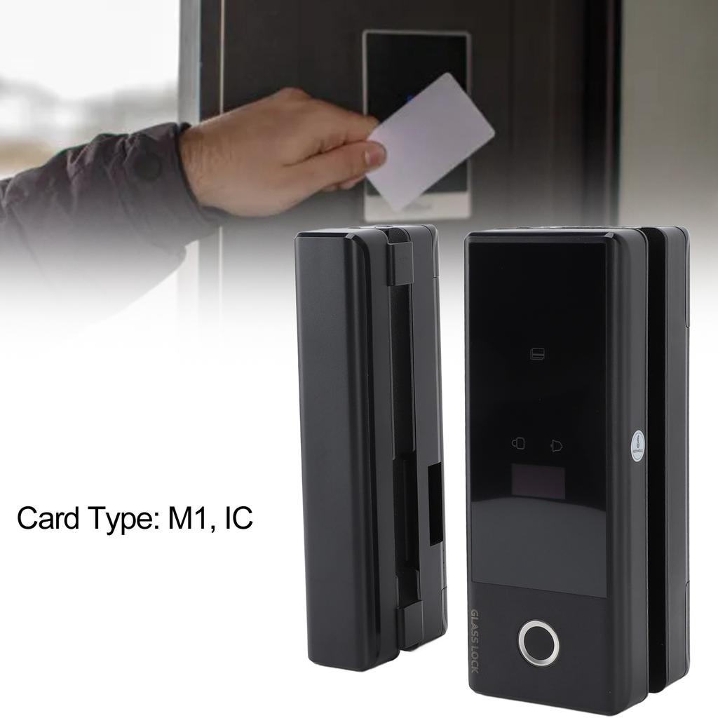 Electronic Glass Door Safety Lock 4 Ways Unlock TYPE C Interface Smart Glass Door Safety Lock with Keys for Office