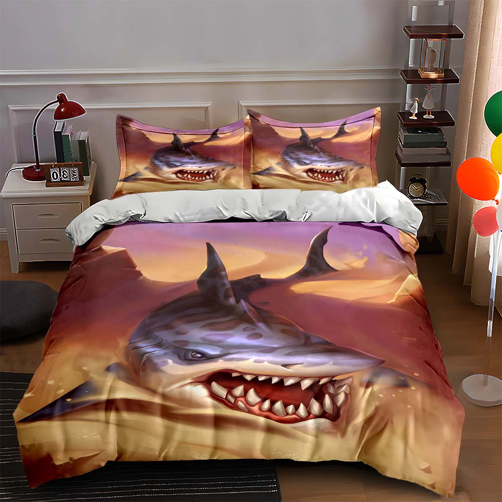 

Fierce shark motif Bedding Duvet cover sets Duvet covers Pillowcases gifts (1 * Duvet Cover 2 * Pillowcases, without duvet insert) 135x200cm