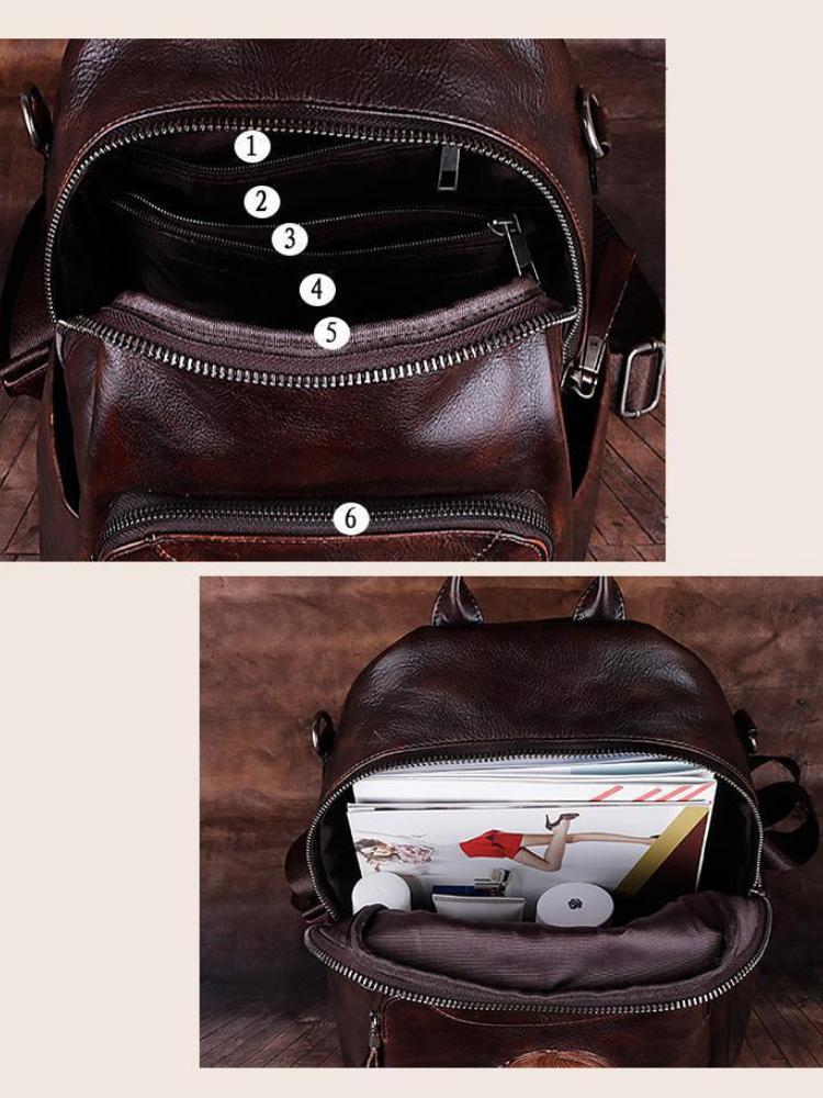 Johnature Retro Hakiki Deri Kadın Sırt Çantası Büyük Kapasiteli Eğlence Birinci Katman İnek Derisi El Yapımı Kadın Seyahat Çantaları