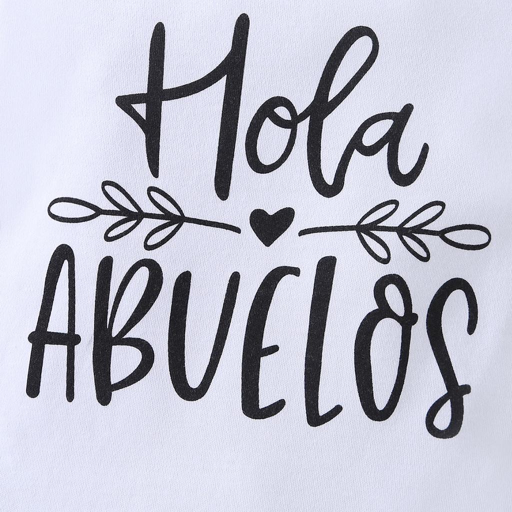 Newborn Baby "Hola Abuelos" Print 100%Cotton Bodysuit Cute Short Sleeve Jumpsuit Onesie
