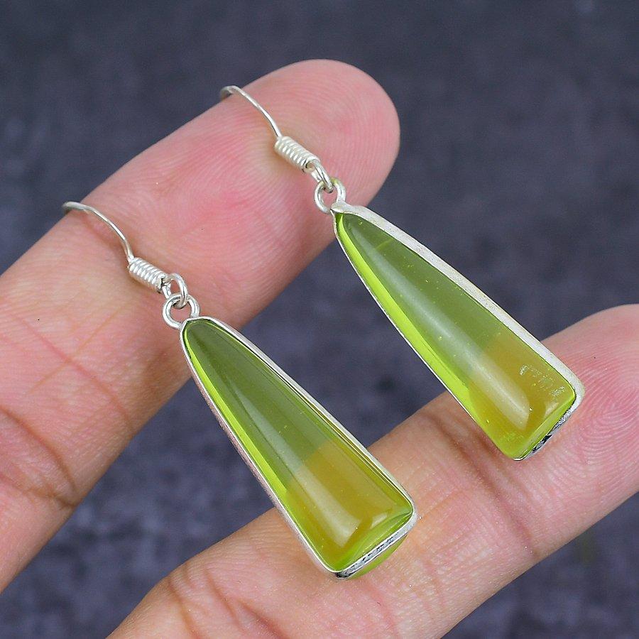 Peridot Gemstone 925 Sterling Silver Jewelry Earring 2.01"