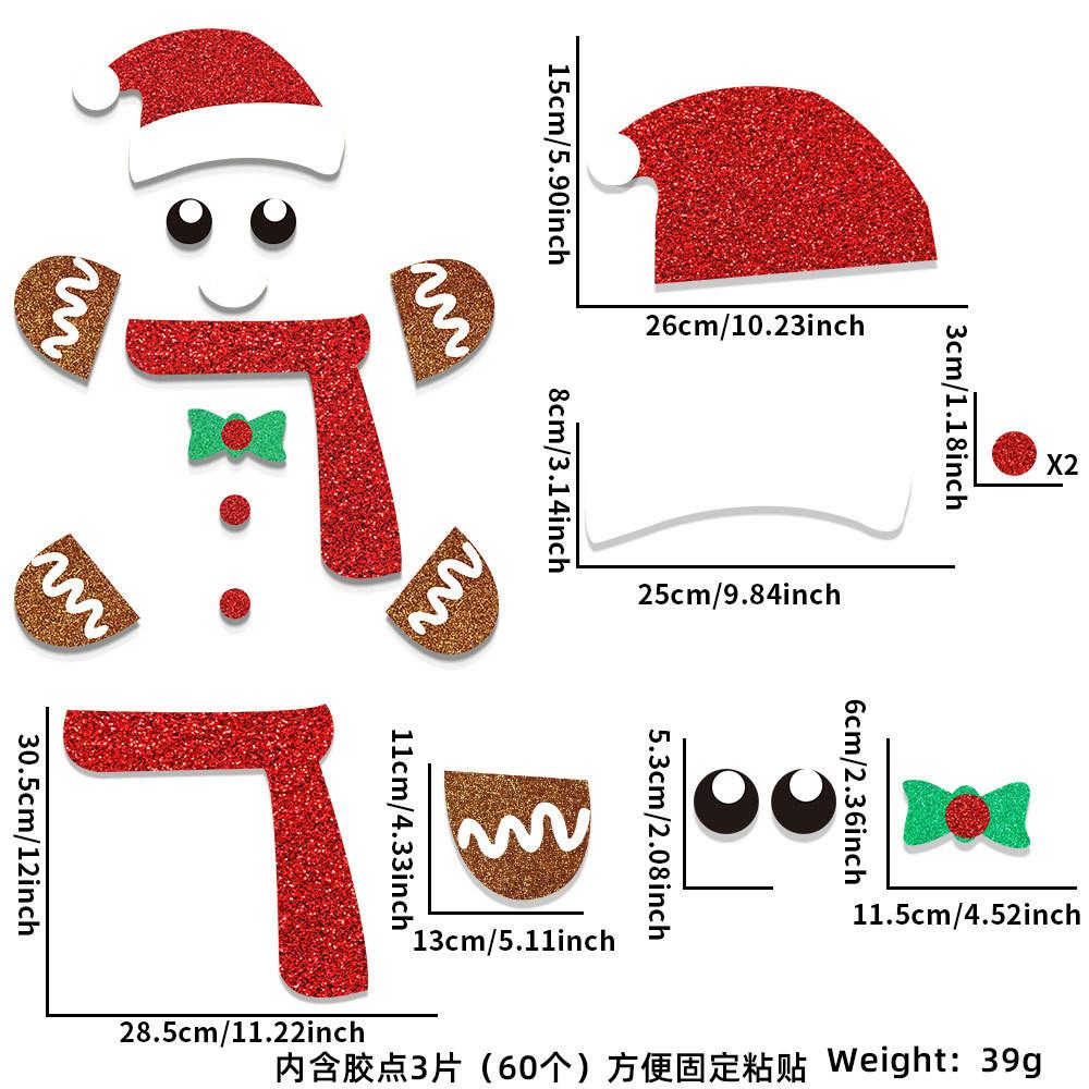 Adorable Christmas Door Decor Felt Cartoon Wall Stickers Featuring Reindeer Snowman And Santa Designs