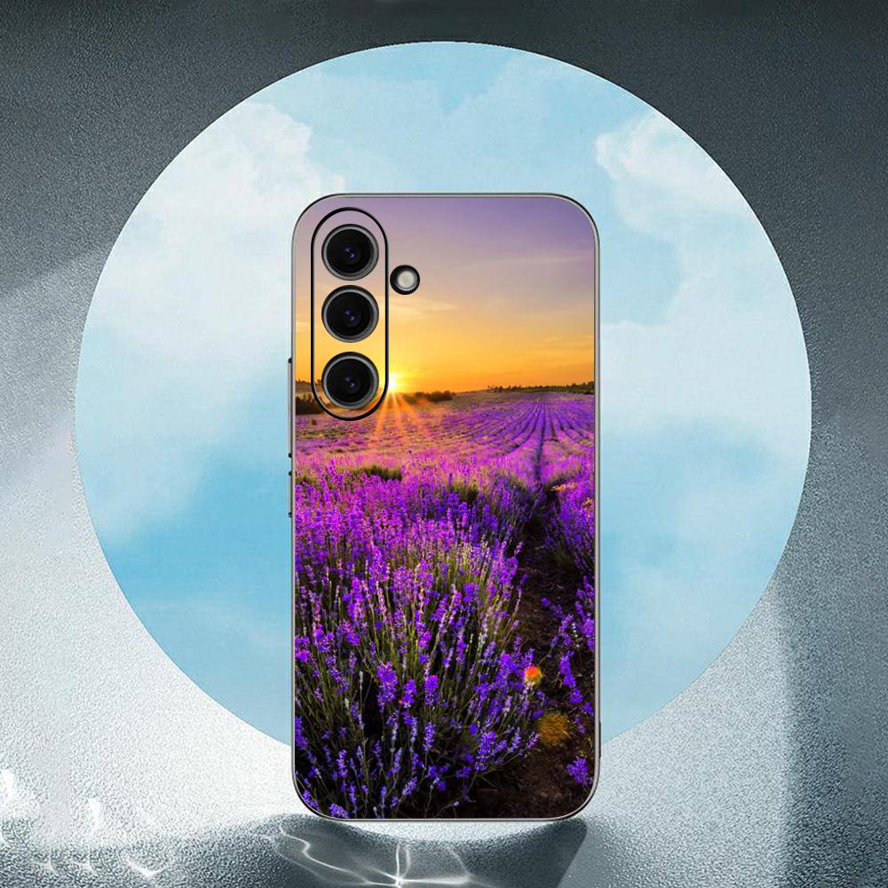 Beautiful purple flower lavender For Samsung Galaxy S25 S24 S23 Ultra S22 S21 Plus S20 Black Soft Silicone Protective Case