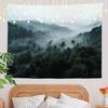 Large Forest Landscape Tapestry Wall Hanging Decor Misty Mountain Nature Art Polyester Material for Home Living Room Accent
