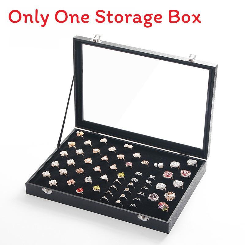 Leather Jewelry Box With Glass Cover For Necklaces Rings Earrings Bracelets Storage