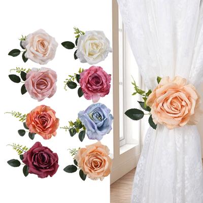 Raffhalter für Vorhänge aus Stoff mit Blumenmotiv, Rosen-Vorhang-Raffhalter-Clips, dekorative Seil-Halterungen, Fensterschnalle für Fensterdekoration