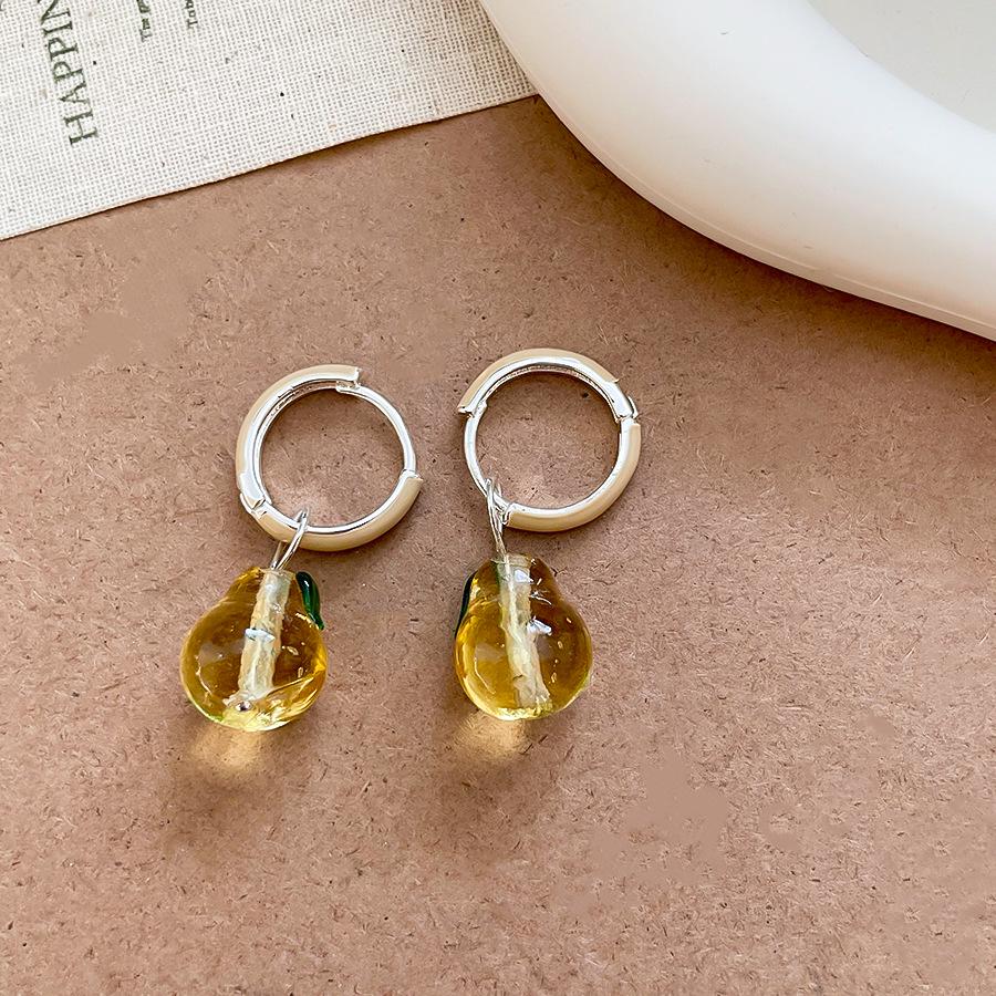 Custom Creative Enamel Apple Pear Earrings: High-End Fashion Studs for Women