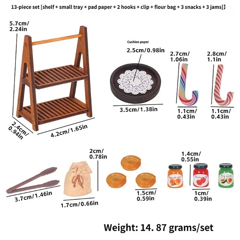 Realistic Dollhouses Candy Display Shelf Pastries Resin Structure Compatible With Miniature Furniture