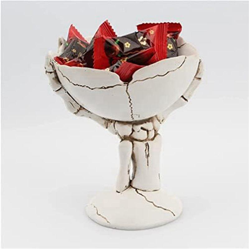 2X Halloween Candy Bowls Skeleton Hands Candy Dish Resin Skull Bowl Rustic Halloween Serving Dish Skeleton Figurines