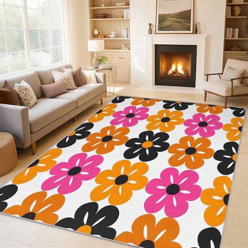 Modern Minimalist Neutral Leaf Area Rug Boho Aesthetic Botanical Print Carpet Non-Slip Farmhouse Home Decor Indoor Floor Mat