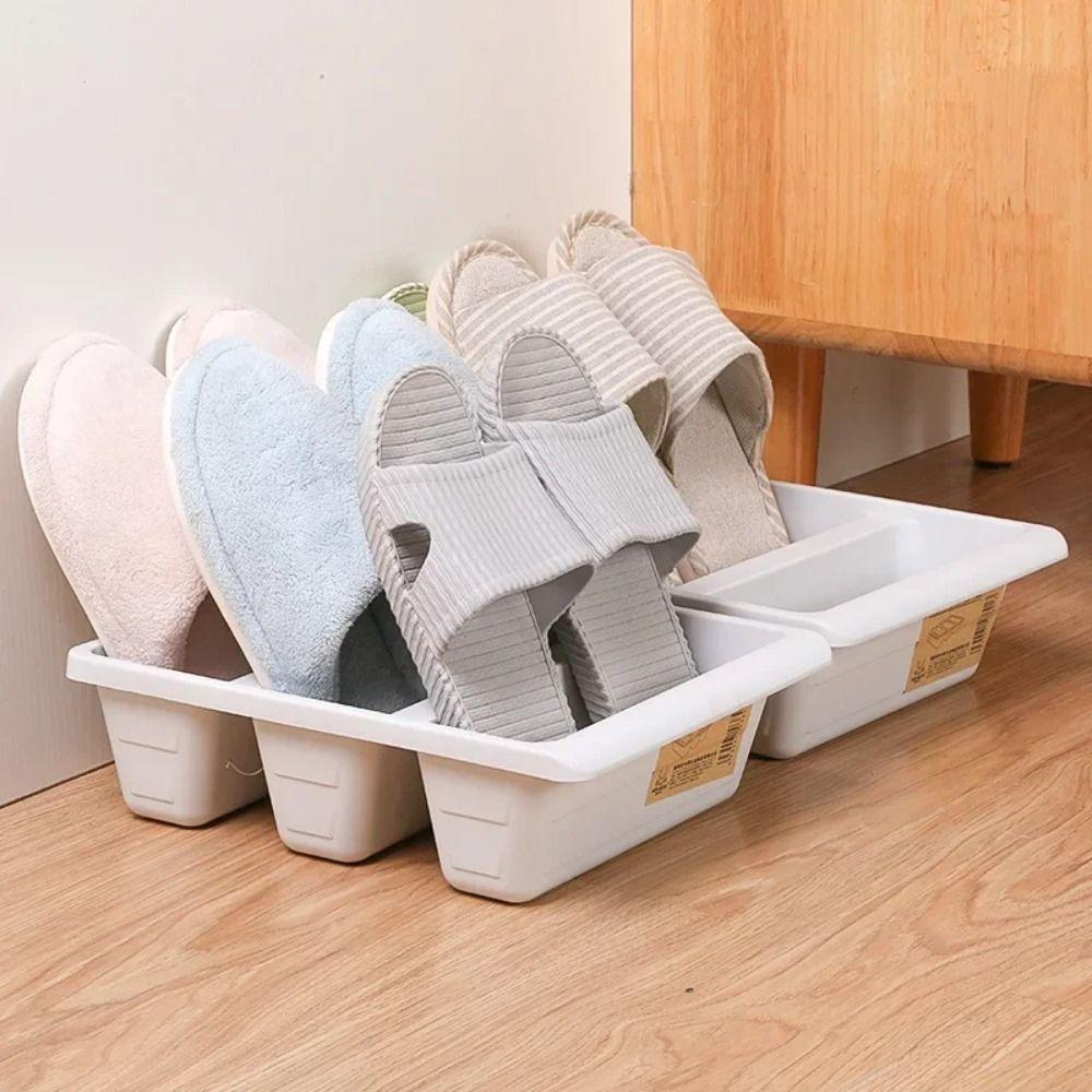 2 Pcs Modern Nordic Style Plastic Shoe Cabinet Vertical Economy Integrated Slippers Rack PP Space Organizer Shoes Holder Hotel