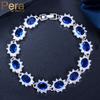 Pera Vintage Royal Jewelry Silver Color Oval Blue Cubic Zirconia Flower Link Chain Bracelets for Women Christmas Party Gift B014