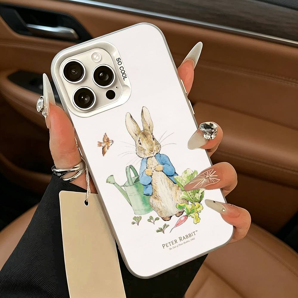 Cute R-Rabbit P-Peter Phone Case For iPhone 17,16,15,14,13,12,11 Plus,Pro Max,XS,white silver phone case